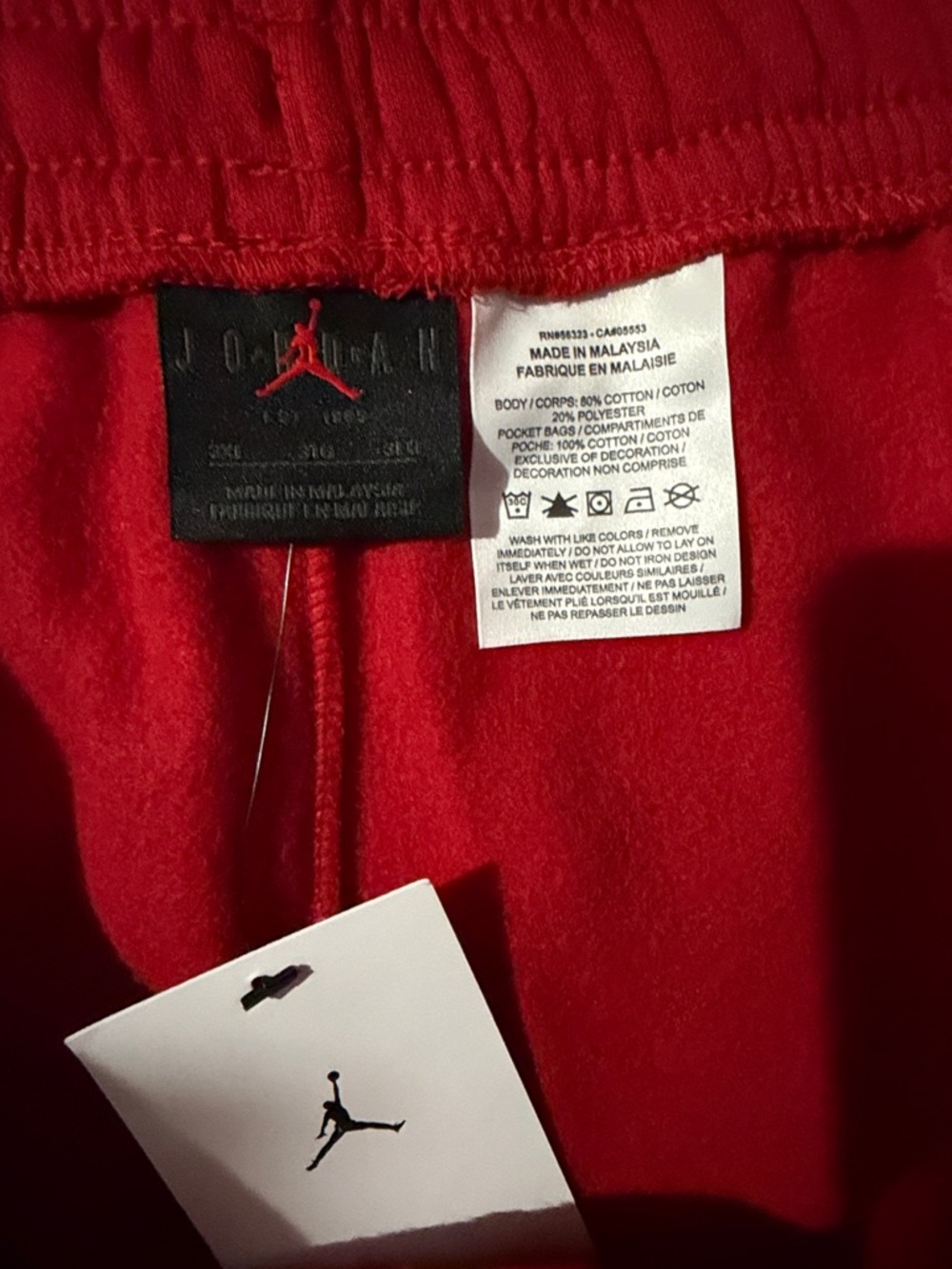NWT Jordan Men’s Red Athletic Shorts with White Logo size 3XL - Picture 4 of 7